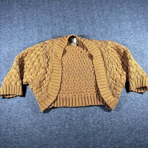 Vintage Charlotte Russe Women's Crochet cropped cable knit cardigan Size Large